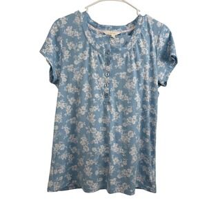 Shabby Chic Blue Floral Lounge Pajama Set‎ Top & Pants Cottagecore XL